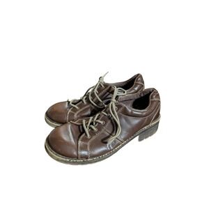Vintage Chunky Platform Shoes Women's 10 Brown Lace Up Oxford Y2K Self Esteem